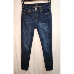 Gap Jeans Womens 27 Reguler Blue Dark Wash Stretch Denim Pants True Skinny